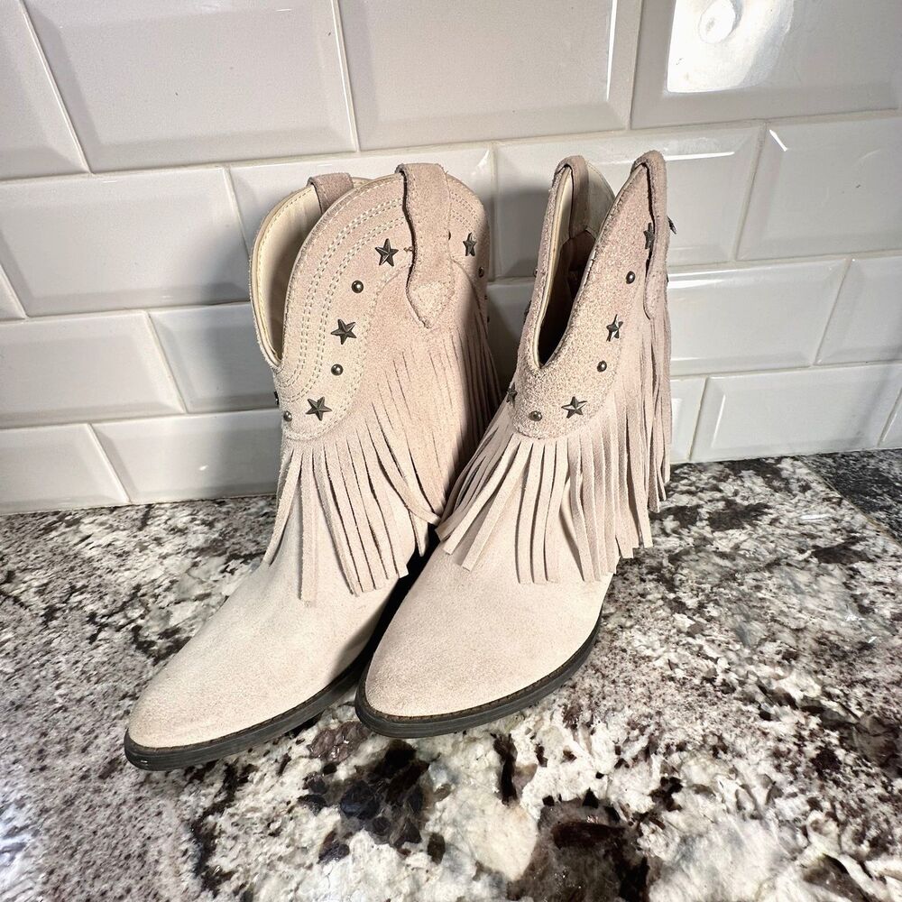 Cowgirl Boots Fringed Ankle Boots Size 7
